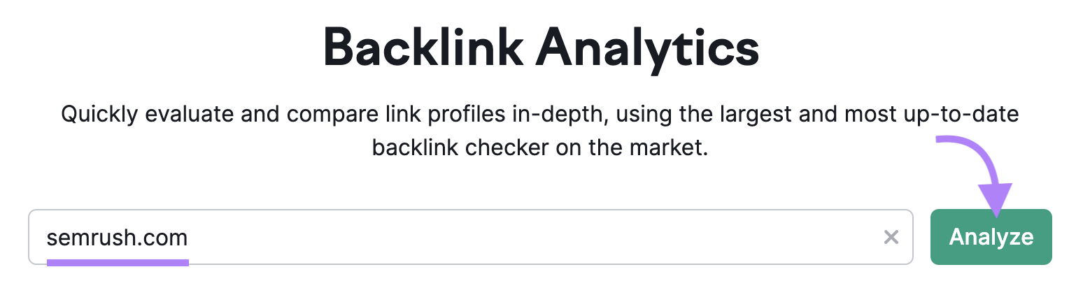 Semrush’s Backlinks tool.