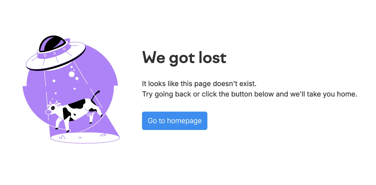 Semrush 404 page example showing 'We go lost' message and button to go to homepage