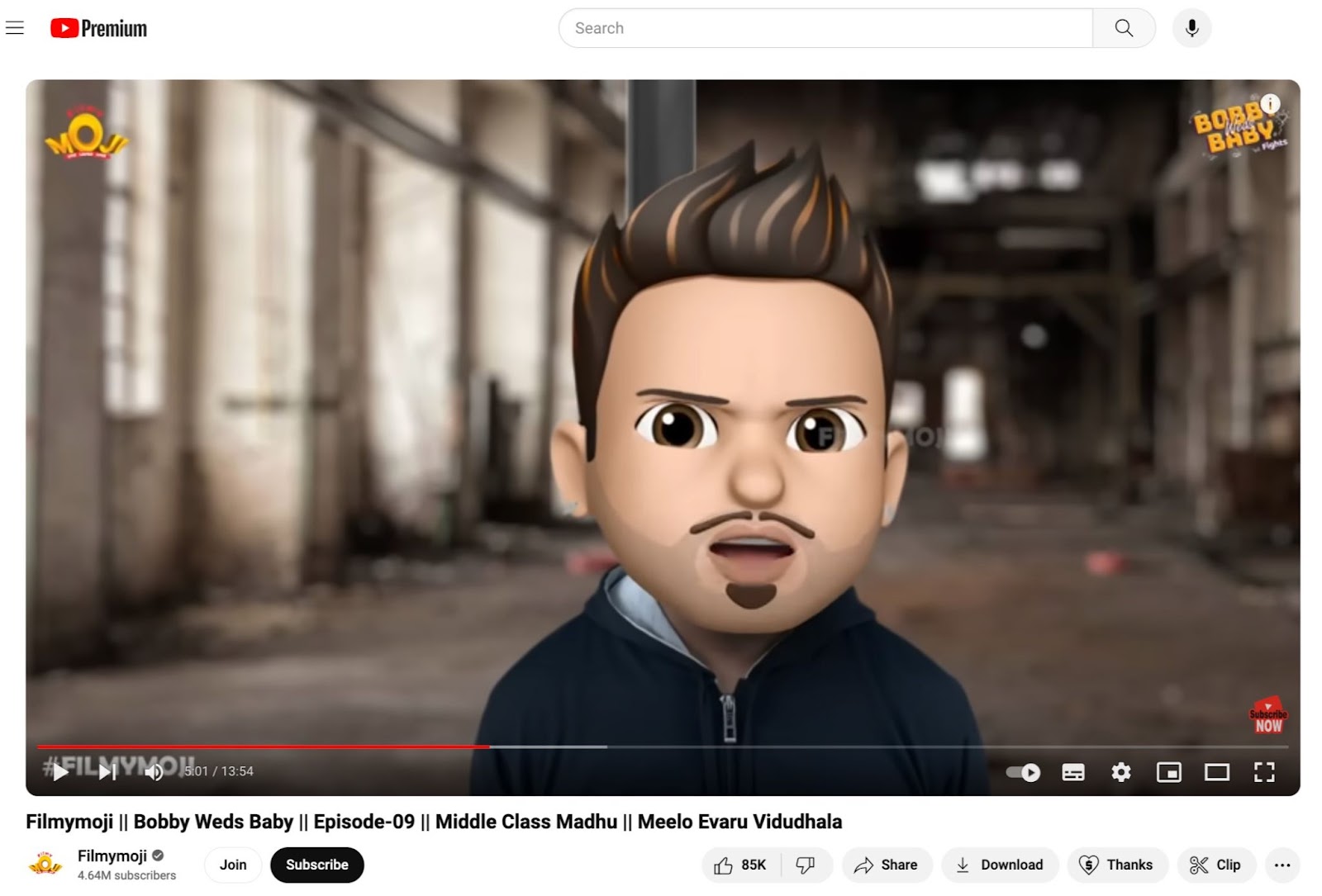 A screenshot of Filmymoji's YouTube video using Memoji filter